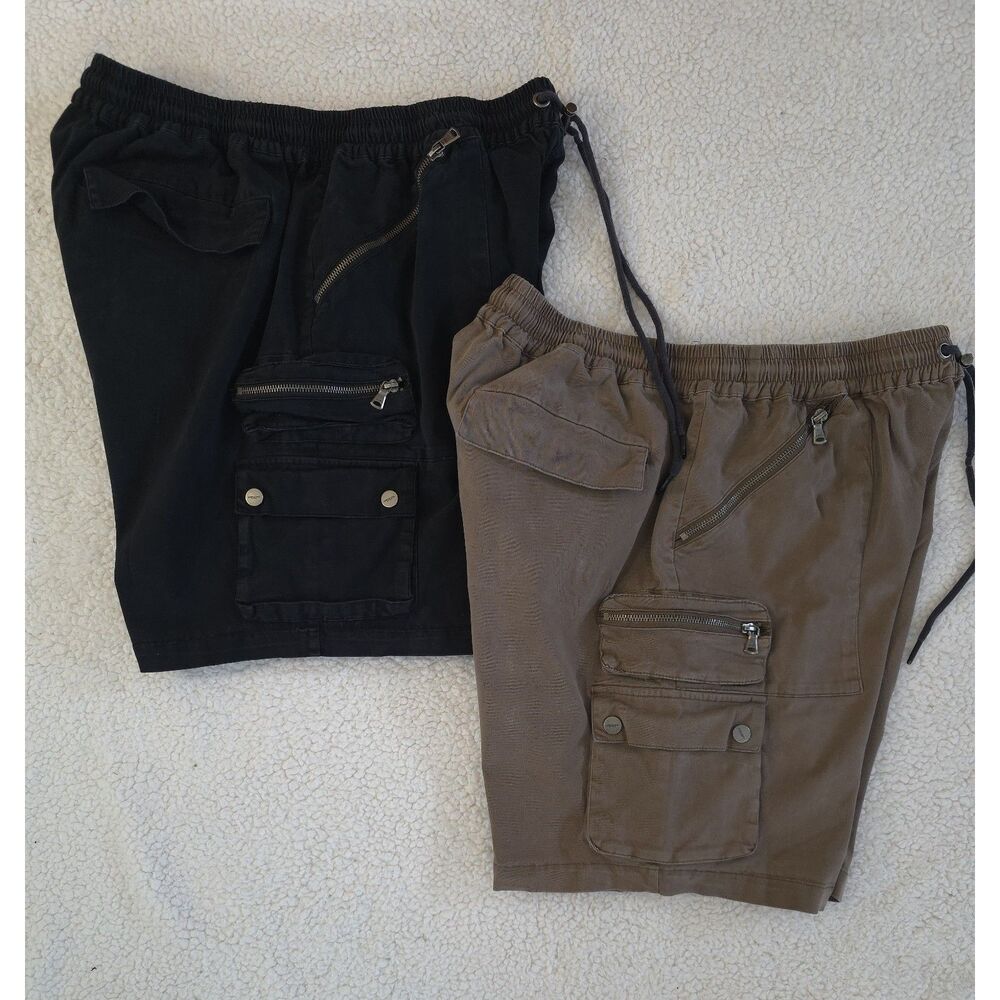 Lot of 2 Saint Morta Utility Cargo Shorts XL Wash Black + Earth Khaki Streetwear - Picture 4 of 9